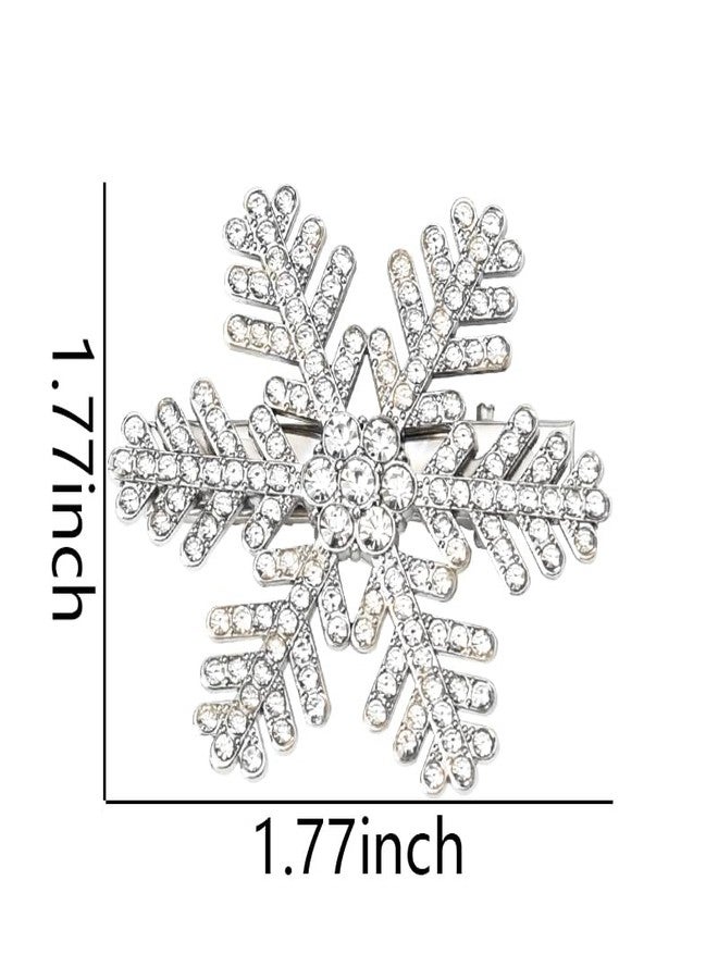 Guqqeuc Snowflake Hair Clips Rhinestone Duckbill Hair Pins for Women Girls Silver Crystal Hair Barrettes Bridal Head Piece for Bride Wedding Hair Pins for Bridesmaid Flower Girls 2pcs - Image 2